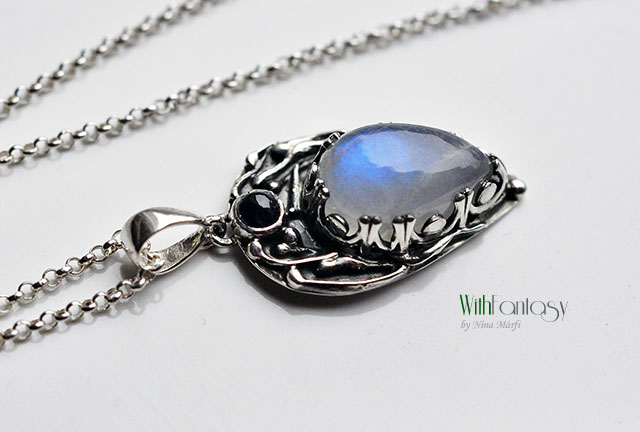 Noc w ogrodzie ( Kamień księżycowy i szafir) - obrazek 5