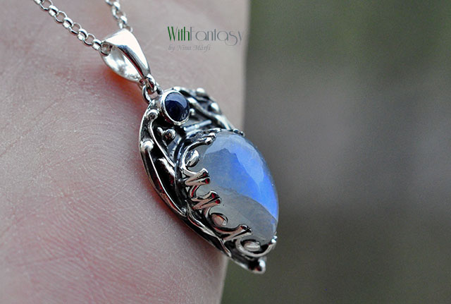 Noc w ogrodzie ( Kamień księżycowy i szafir) - obrazek 6