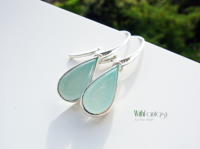 Minimalizmus kék acháttal - fülbevaló