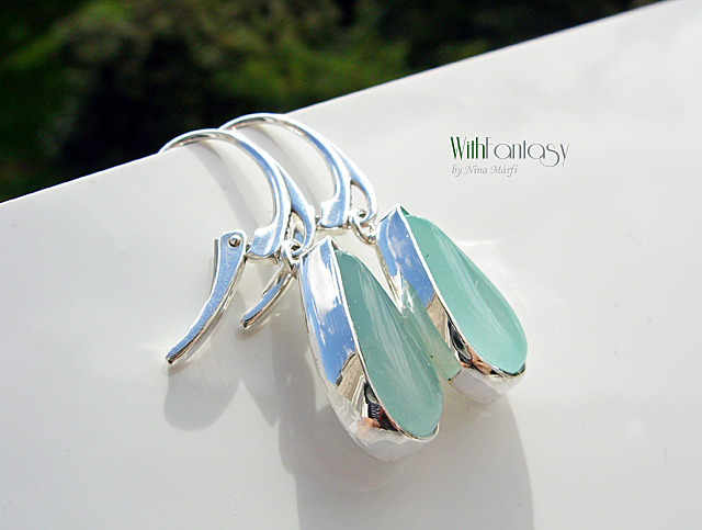 Minimalizmus kék acháttal - fülbevaló - Image 3