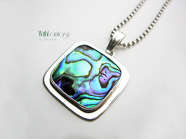 Square with paua shell