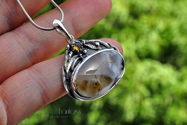 Noc w ogrodzie ( agat dendrytowy i cytryn)