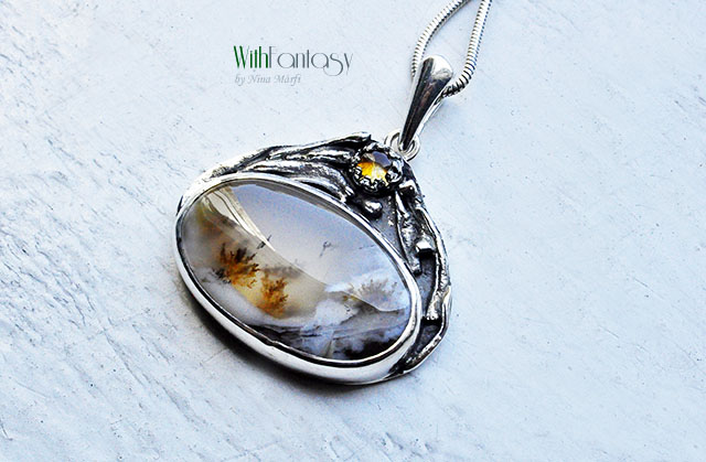 Noc w ogrodzie ( agat dendrytowy i cytryn) - obrazek 2