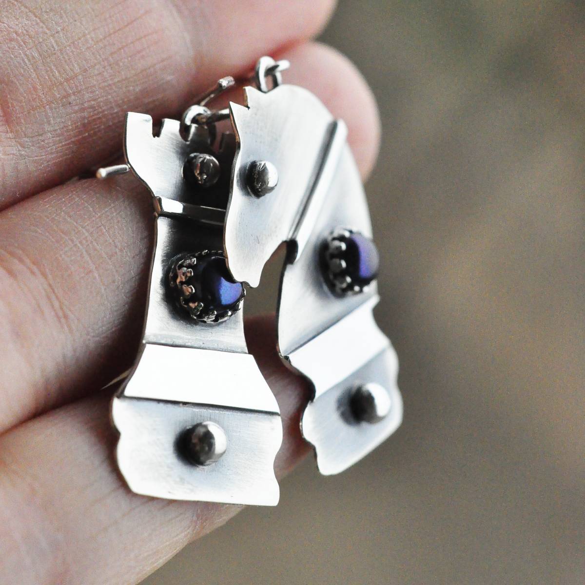 Kolczyki szachy z perłami