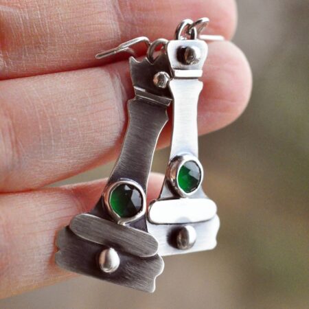 Kolczyki szachy z zielonym onyksem